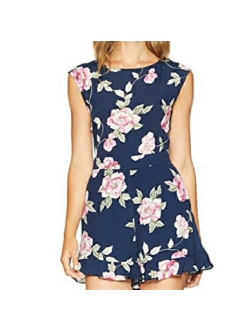 Cupcakes and Cashmere Jacinda, cap sleeve, keyhole back, floral romper size 8